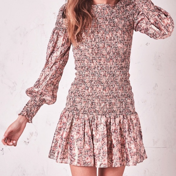 NWOT LOVESHACKFANCY SCARLETT SMOKE SILK MINI DRESS - Picture 1 of 11